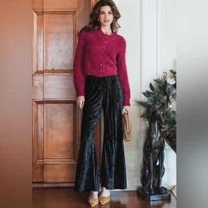 Free People Black Velvet Flare Pants NWT
